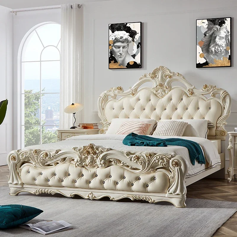 

French Sleeping Bed Unusual Princess Headboards Double Modern High Quality Aesthetics Bed Comfortable Adult Muebles Furniture