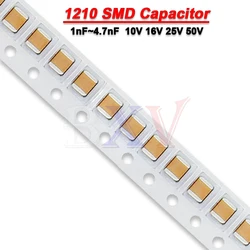 50PCS 1210 SMD Chip Capacitor 1KV 2KV 10V 16V 25V 50V 1nF 4.7nF 100nF 470nF 680nF 0.1uF 1uF 2.2uF 4.7uF 10uF 22uF 47uF 100uF