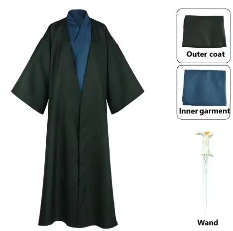 

Взрослый Лорд Волдеморт фильм косплей костюм маска палочка Хэллоуин плащ темно-зеленый вечерние халат накидка школьная форма наряд для мужчин