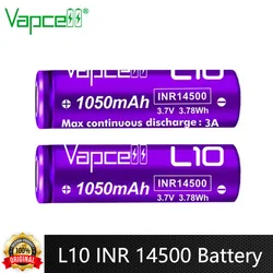 Original Vapcell L10 INR 14500 Battery 1050mAh 3A 3.7V Rechargeable Lithium Battery For Battery Pack Flashlight GamePad Toys