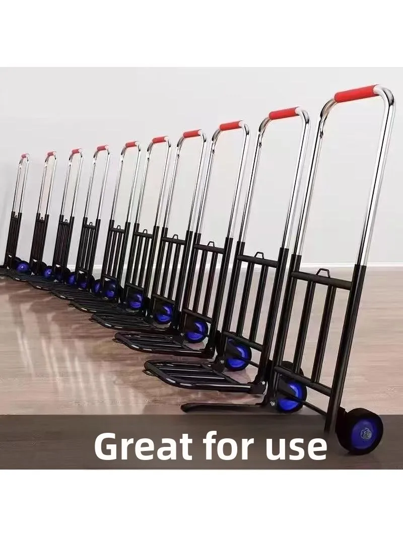 Portable Hand-Pulled Shopping Cart Stacking Moving Vegetable Buying Home Use Luggage Small Pull Rod Car Family Storage Tools