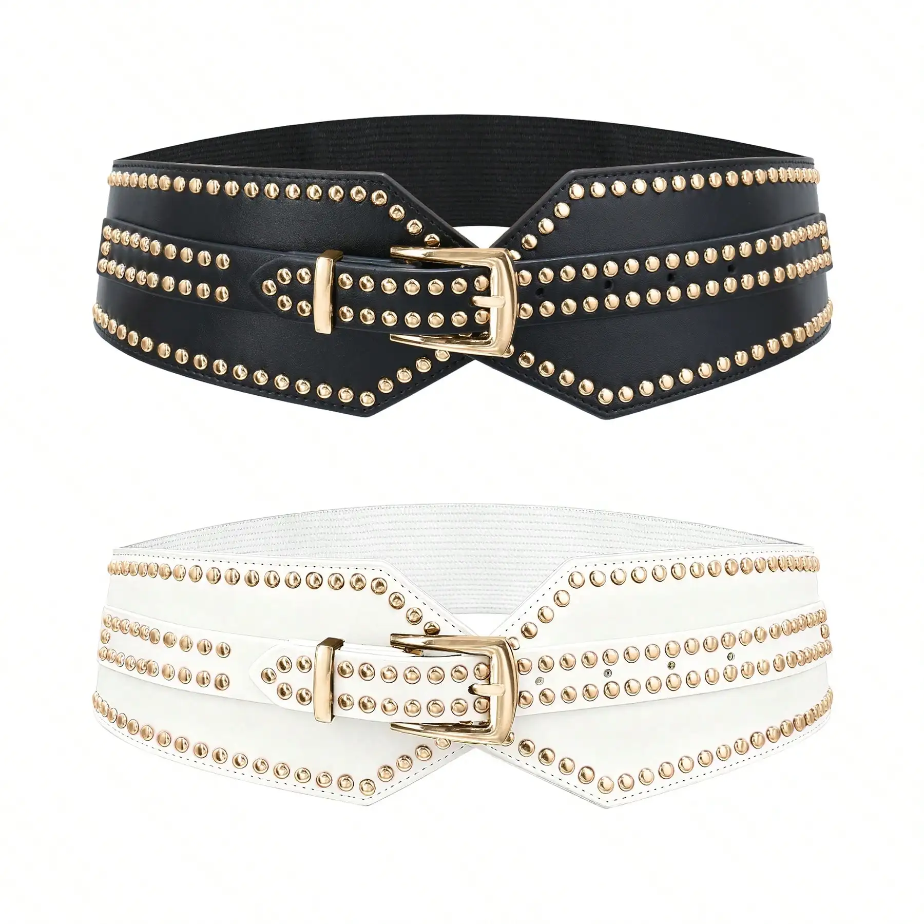 2 Pack Women Wide Elastic Belt, Chunky Stretchy Punk Belts For Women Dress Retro Cinch Girdle Waistband