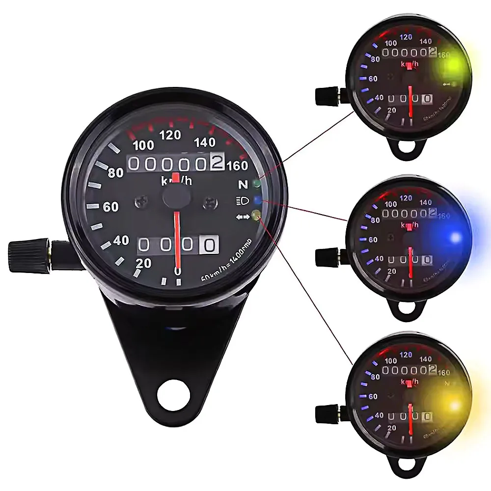 

Universal Backlight Indicator Odometer Gauge 12V Motorcycle Speedometer Moto Voltmeter Fuel Tachometer with LED Signal Light