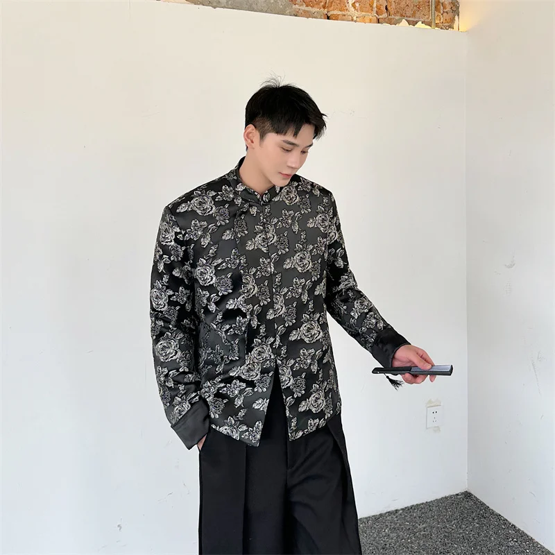 

New 2025 Spring Autumn Chinese Sle Men's Jaet Loose Casual Top Stand Collar Outerwear Faionable Brand High Sensation