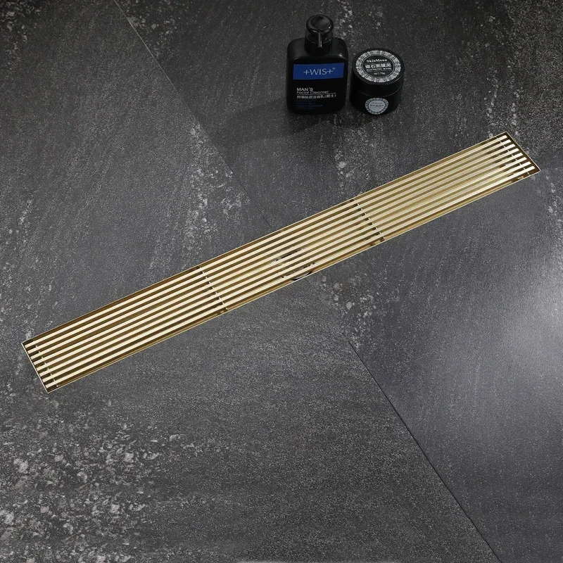 Long floor drainer 150cm anti odor brushed gold linear shower drain mondeway