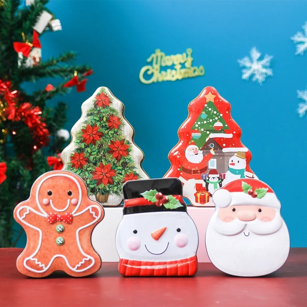 

Christmas Cookies Storage Box Gingerbread Man Storage Iron Box Santa Candy Box Christmas Tree Happy Candy Box Baking Box