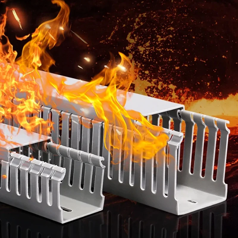 PVC Dustproof Waterproof Seal Wiring Duct 100cm grey flame-retardant Insulated Cable Duct Multifunction Hide Wire Cables Cover