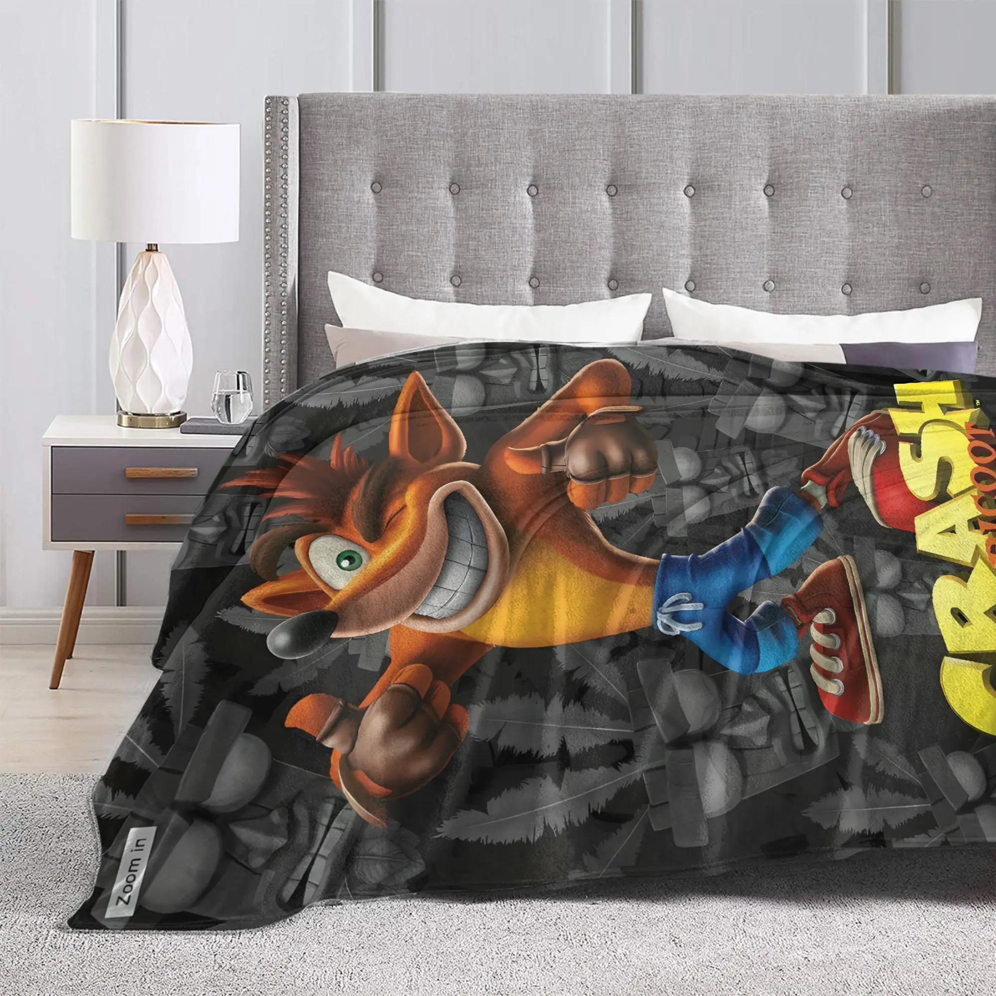 Crash Bandicoot Stone Print Plush Blankets Girls Boys Flannel Bedding Throws For Bedroom Soft Custom Quality Bedspread Gift Idea