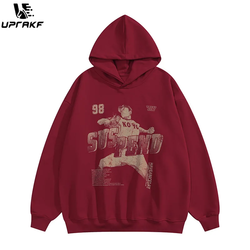 

UPRAKF Anime Print Hoodie Fashion Casual Loose Streetwear Harajuku Long Sleeve Pullover Autumn High Quality