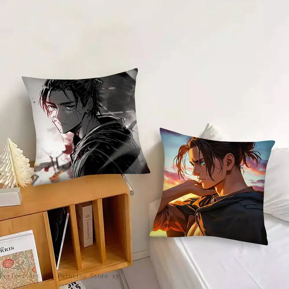 Attack On Titan Eren Yeager Anime Pillow Case Fashion Square Pillowcase Bedroom Sofa Room Ins Decoration Leisure