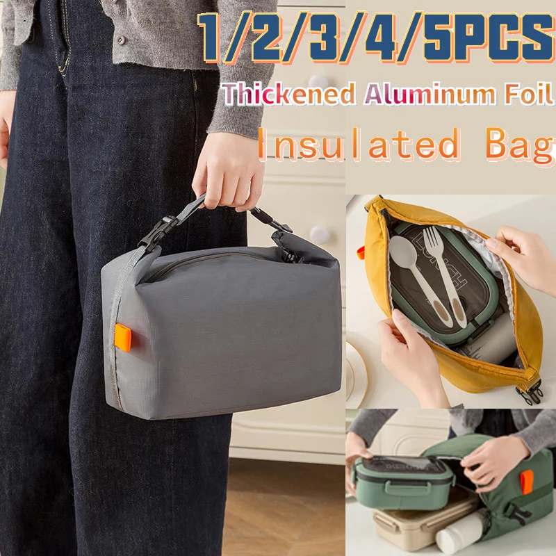 Autumn Winter Foldable Insulated Lunch Bag Thickened Aluminum Foil Thermal Handbag Portable Food Bag For Office Outdoor Use