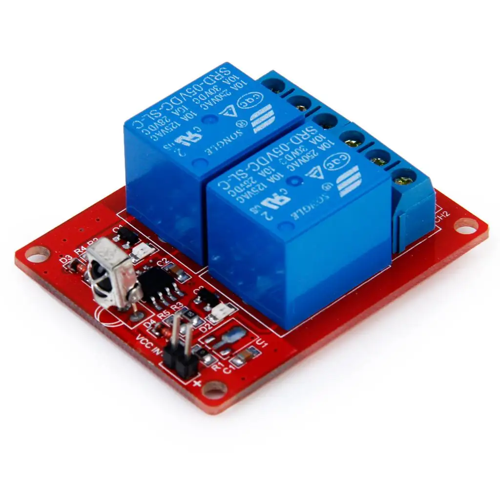 Modul Relay LED 5V 2 saluran, dengan Remote Control inframerah