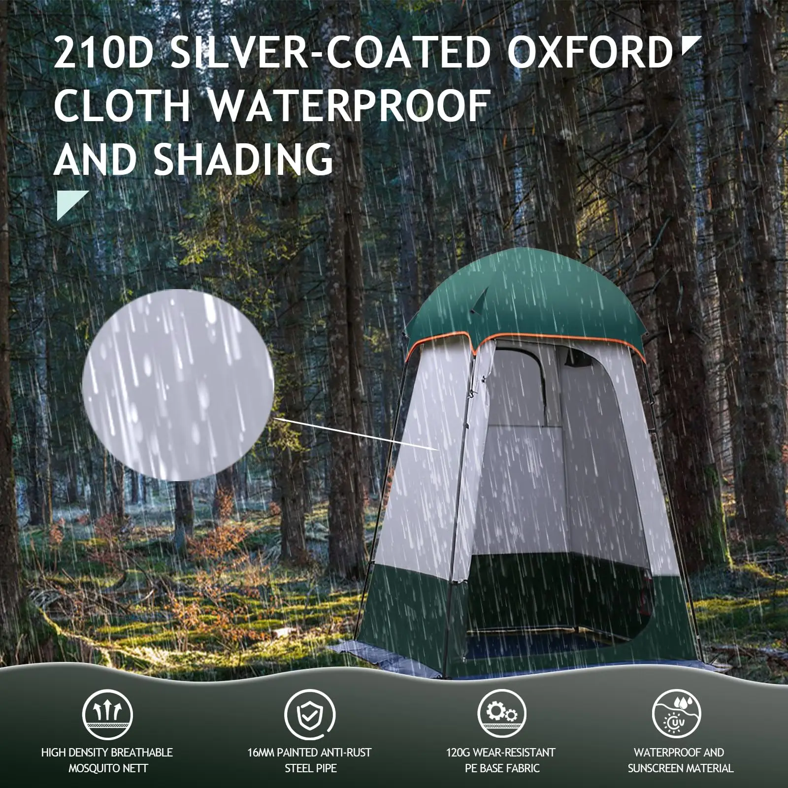

Double Layer Privacy Shelter All-in-One Portable Shower Tent Changing Room Waterproof Outdoor Toilet for Camping Beach Fishing