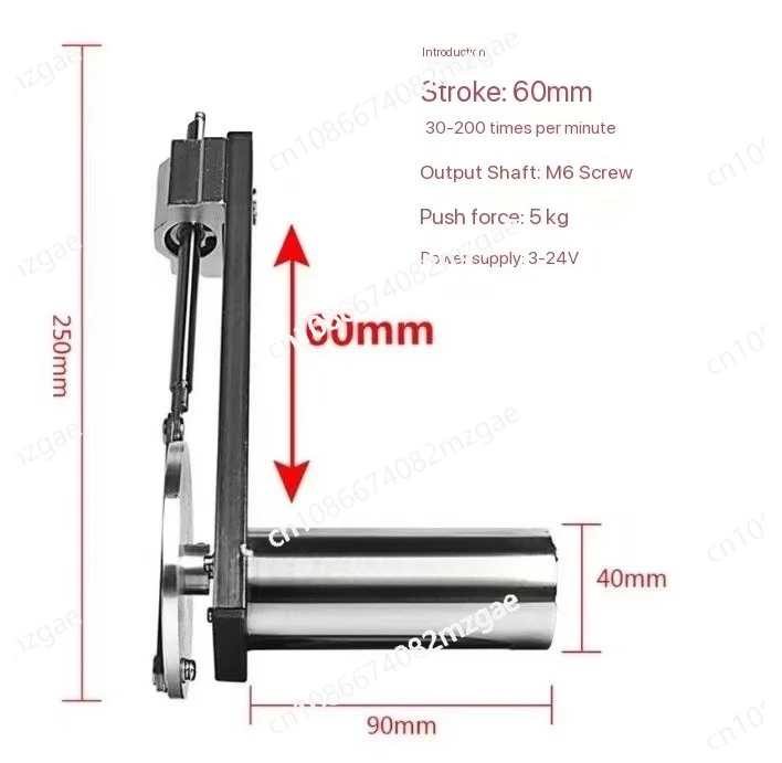 60mm Stroke Small Telescopic Linear Actuator High Thrust Metal Reciprocating Mechanism Motor Linear Actuator Speed Control Motor