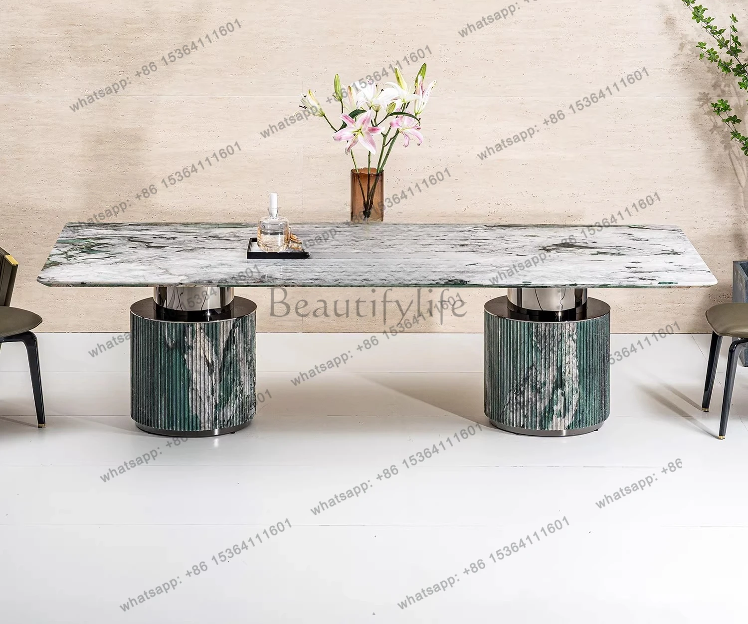 Patek jadeite luxury stone dining table large flat large long table natural marble table
