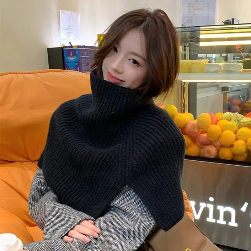 

Women's Knitted Scarf Winter Fashion Outerwear Overhead Neck Warmer Solid Color Korean Style Shawl Trendy Winter Accessories