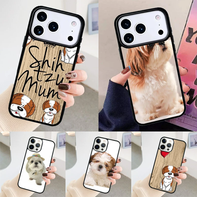 Funda Protectora Antigolpes para iPhone Air 17 16 15 14 13 12 11Pro Max Plus con Diseño de Cachorro de Shih Tzu