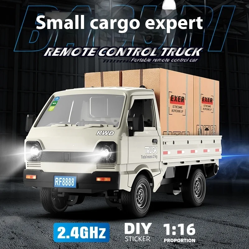 Kf21 1/16 Analog Truck Rc Fog Light Spray 2.4ghz Two Drive Drift Racing Car Mini Truck Model Toy Child Gift