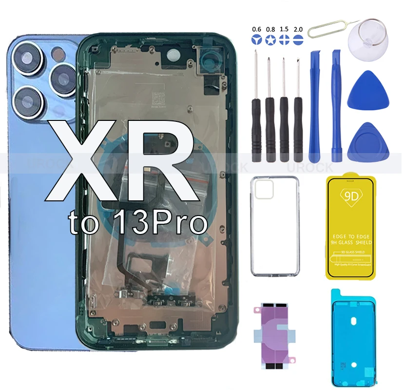 

Большая камера Diy Плоский Блестящий корпус для iPhone XR как 13Pro,XR обновление шасси до 13 Pro матовый задний корпус Замена Бесплатный чехол