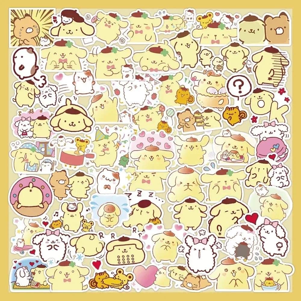 60pcs Non-repeating Kuromi Cinnamoroll My Melody Hello Kitty Pochacco PomPomPurin Little Twin Star Sanrio Stickers