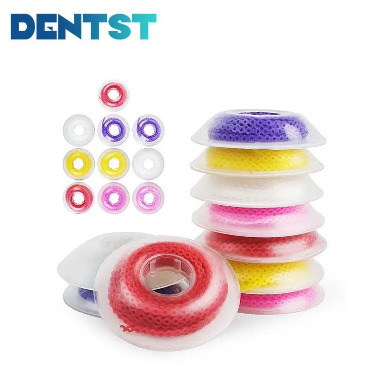 1 rolle Kieferorthopädische Hosenträger Gummi Elastische Bands Hosenträger Dental Silikon Gummi für Zahnspangen (Gelegentliche Farbe)