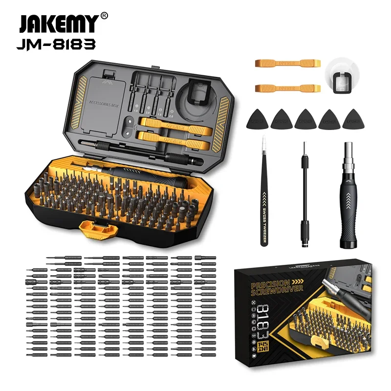 JAKEMY JM-8183 Precision Magnetic Mini Screwdriver Set 145 In 1 For Mobile Phone Tablet Hex Phillip Screw Driver Bit Repair Tool