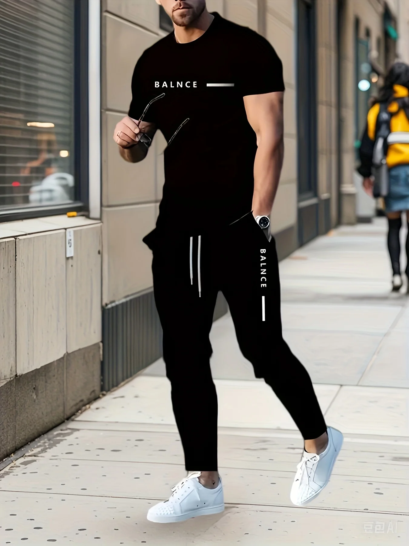 

Summer 2025 new 3D letter print casual, fashionable, soft, comfortable, lightweight and breathable men's set