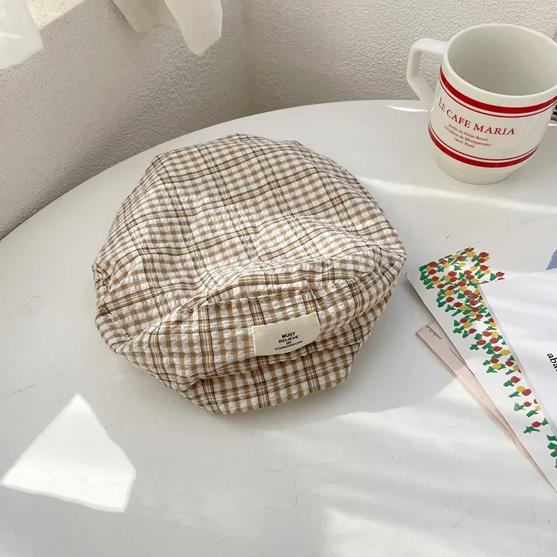 Boina Ins para bebé y niña, sombrero de pintor a cuadros a la moda de verano, sección delgada, transpirable, Color cálido, sombrero para niños para niñas