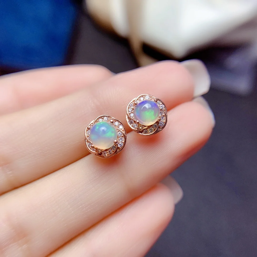 

925 Sterling Silver Natural Opal Women's Earrings Support Detection Platinum Plated Jewelry Designer Luxury Jewelry