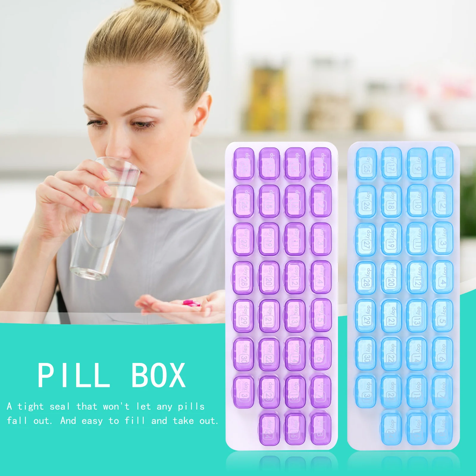 2 Pcs Keyboard Pill Box Daily Organizer Weekly Storage Container Medicine Case Vitamin Monthly Travel