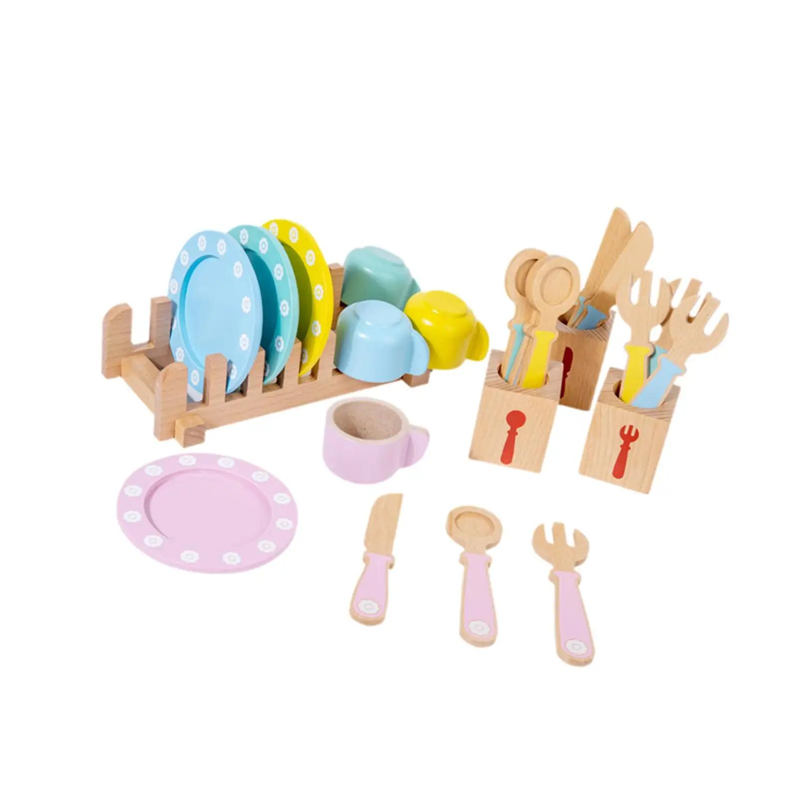 Kitchen Set Toy Pretend Cooking Cookware Playset Organizational Skills Plates and Utensils Tableware for 3 4 5 6 7+ Years Old