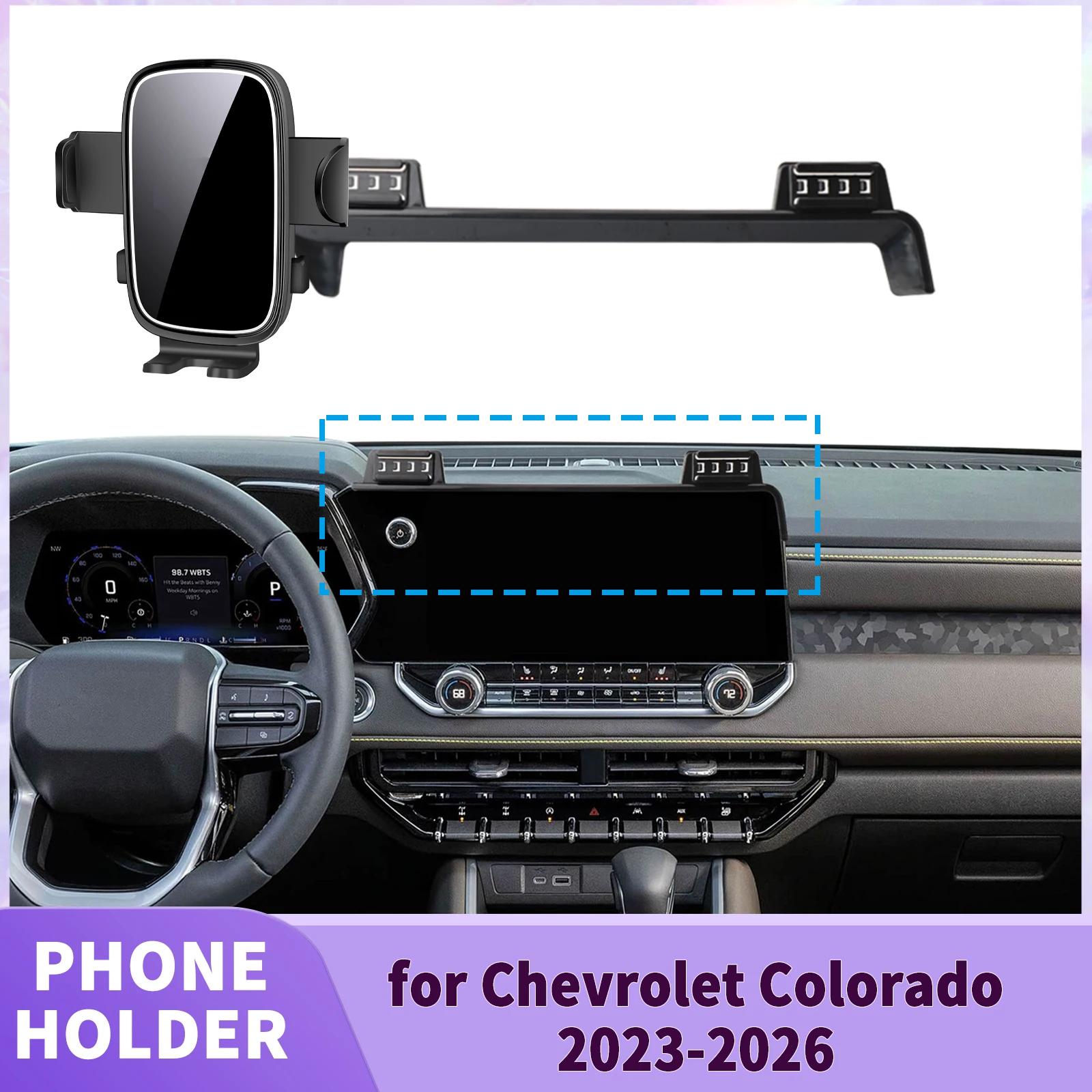 Suporte para Telefone com Base para Tela LHD para Chevrolet Colorado 2023 2024 2025 2026 ​ ​   Clipe de Segurança para Carro ​ ​   acessórios