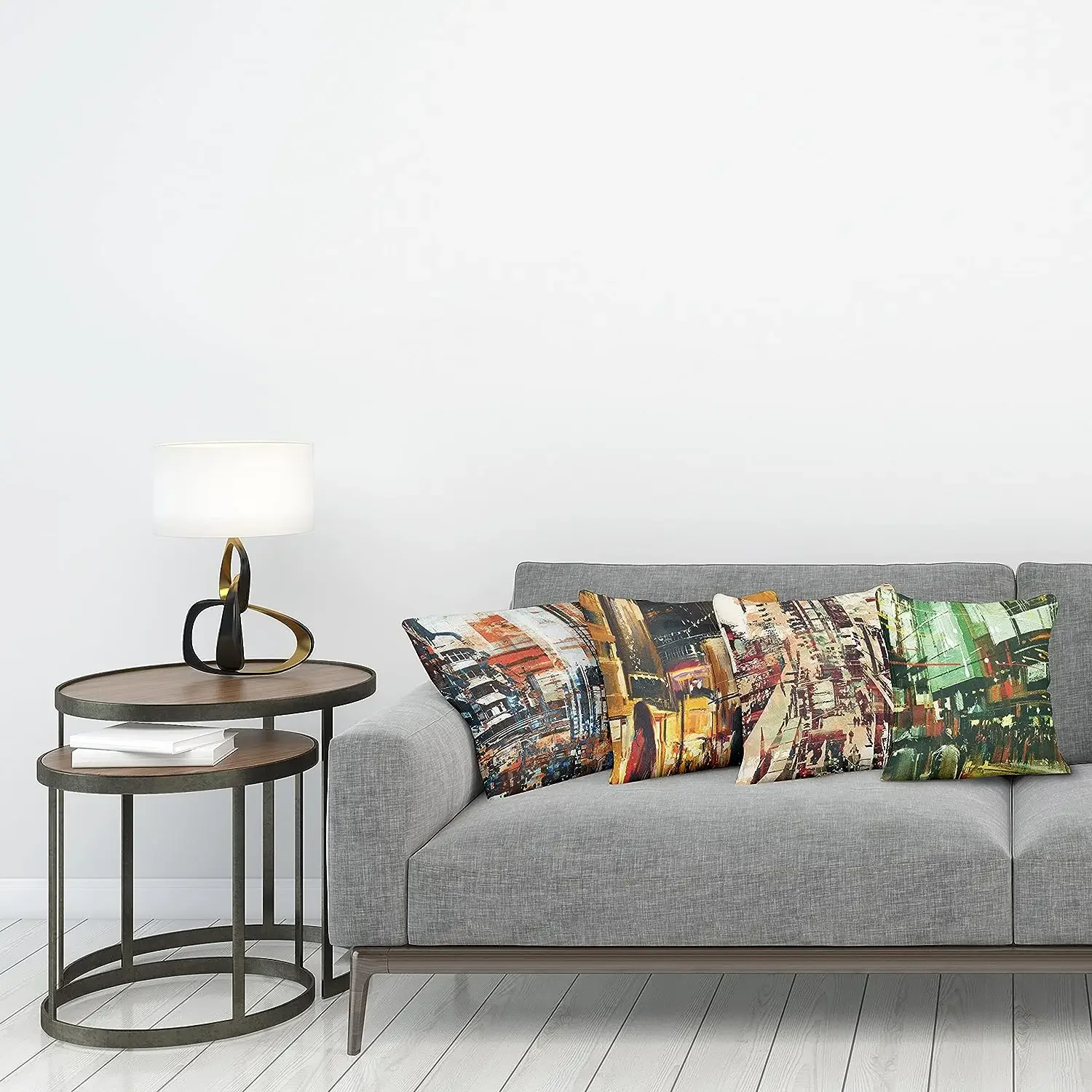 City Throw Pillow Cushion Cover Colorful Modern Big City Streets and Buildings Day and Night Printing,45x45 pillow case