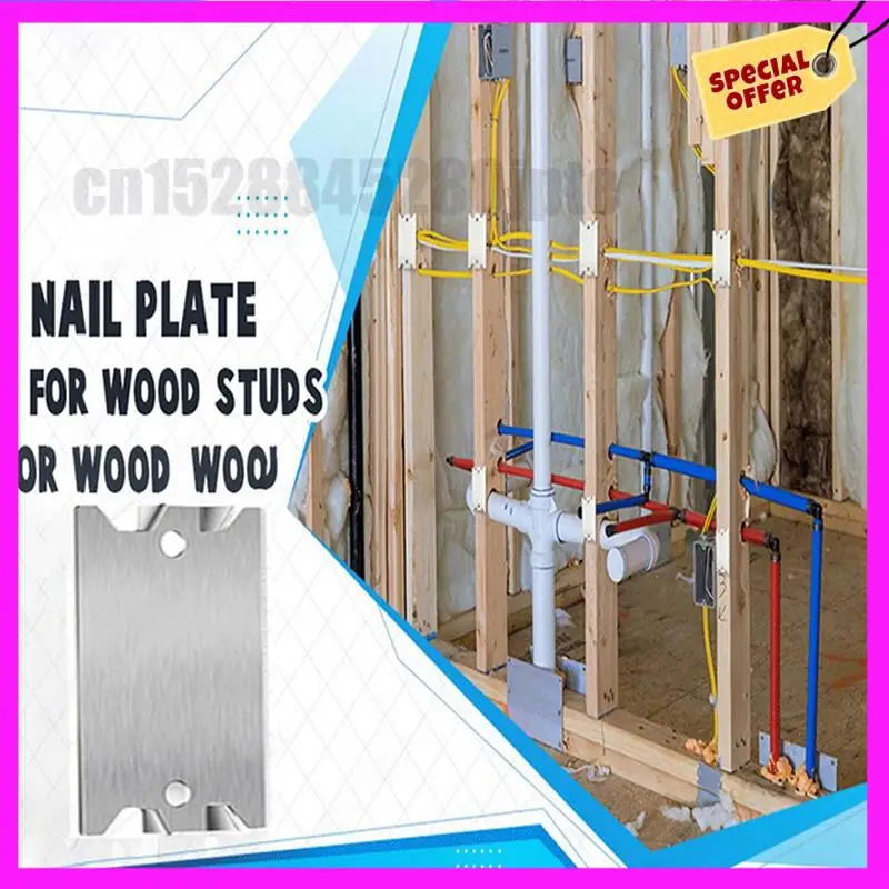 abub-100x-safety-nail-plate-for-wood-studs-cable-protector-plate-steel-safety-plate-for-wood-stud-anti-nail-protection-plate