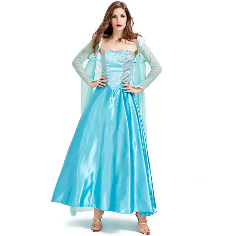 loween Queen of Snows Princ Dr Robe Cosplay Elsa Long Skirt Women's Costume Traditional Hanfu Stage Performance Clot...