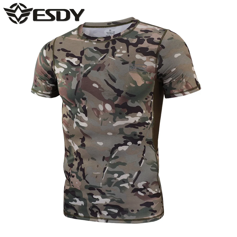 

Men Tactical Camouflage Multicam T-shirt Quick-drying Military Combat Army Camo Short Sleeve T Shirt Hunting Clothes