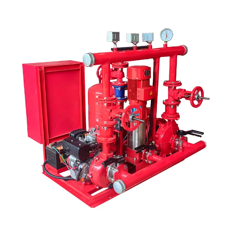 

Engine fire pump high efficiency and energy saving CE certification skid mounte electric double drive pump group