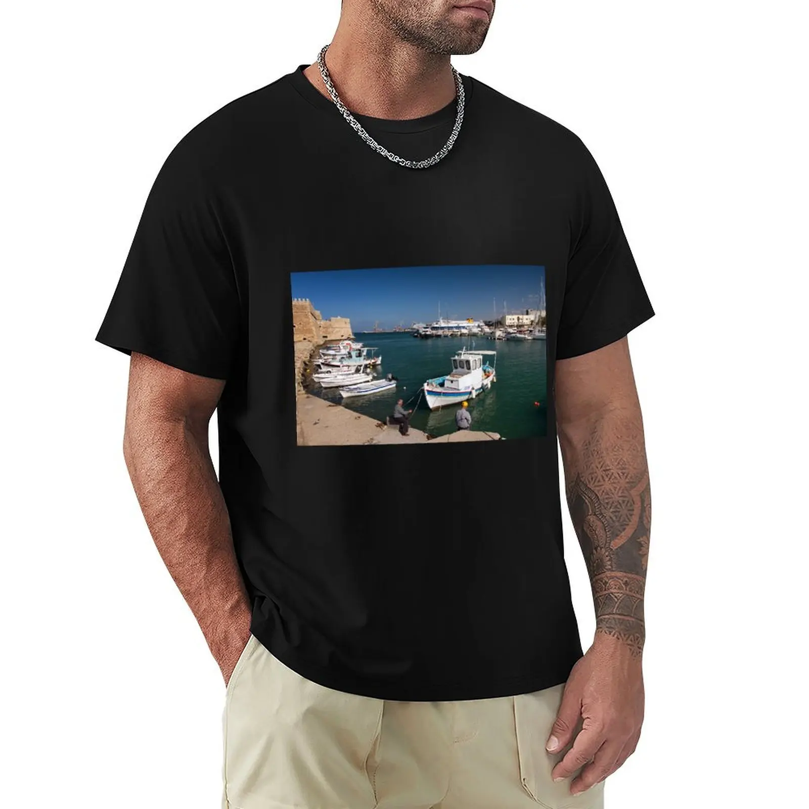Venetian Harbour, Heraklion, Crete, Greece T-Shirt anime t shirts oversize T-Shirt