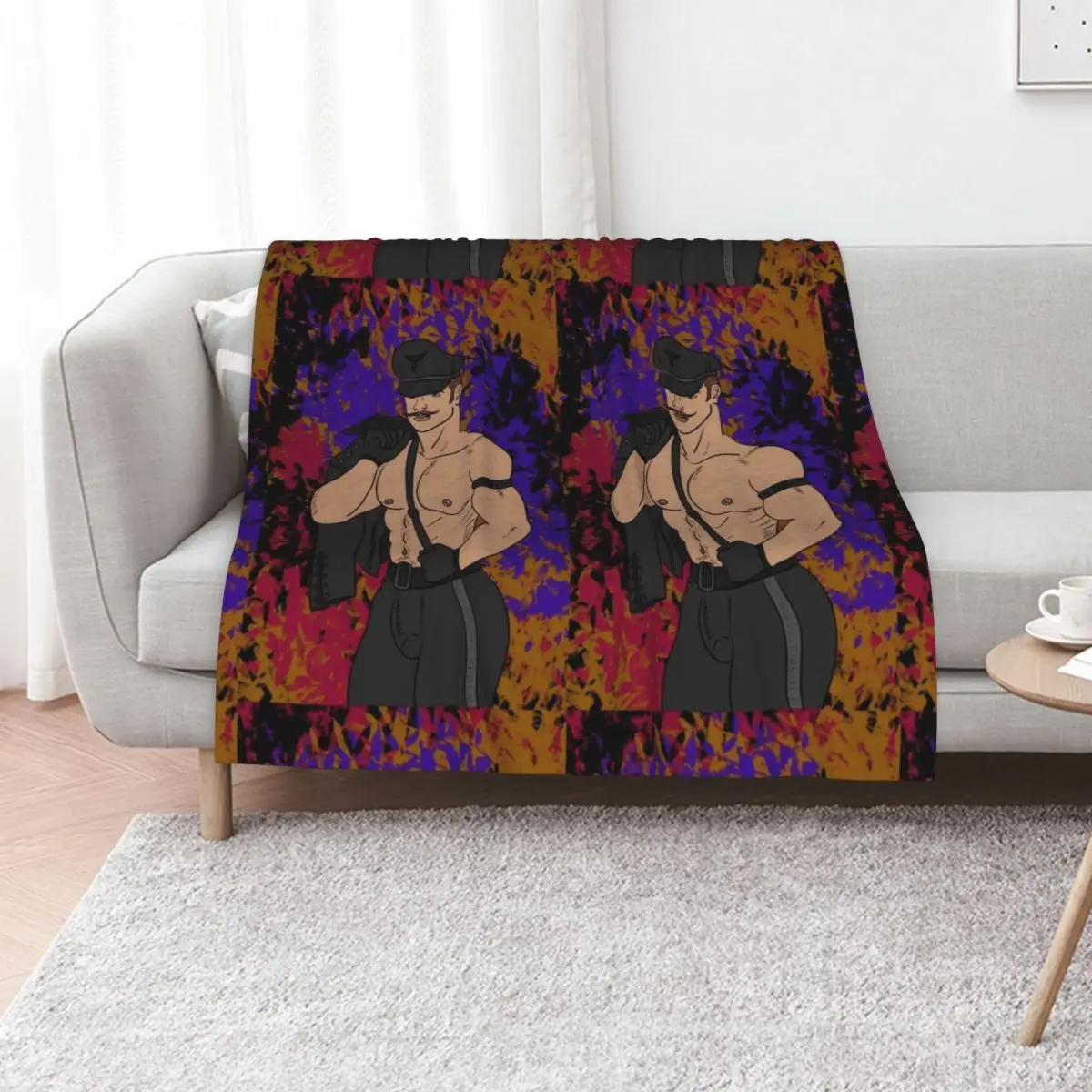 

Tom of Finland (Darkside) Throw Blanket Sleeping Bag Hairys Plaid on the sofa Moving Blankets