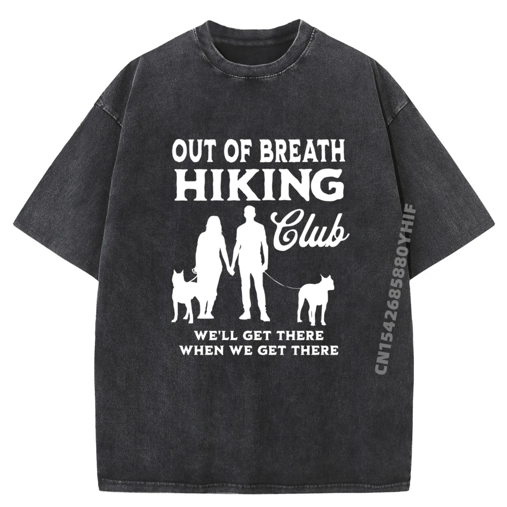 

Out Of Breath Hiking Society Club Outdoor Walk Groups Рубашки Мужские футболки с рисунком Мужская одежда Винтажная стираная рубашка