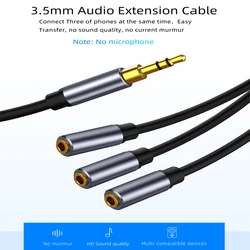 Headphone Splitter 3.5mm 1/8 Inch TRS 3 Way AUX Male To Female Earphone Audio Cable for Computer Phone MP3 Player TV Speaker