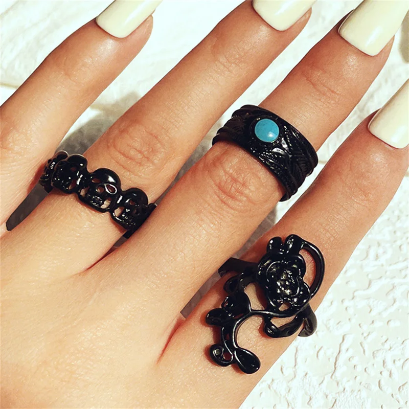 Bohemia Metal Rings for Women Men Vintage Silver Color Knot Evil Eye Purple Crystal Ring Fashion Jewelry Wholesale image 3
