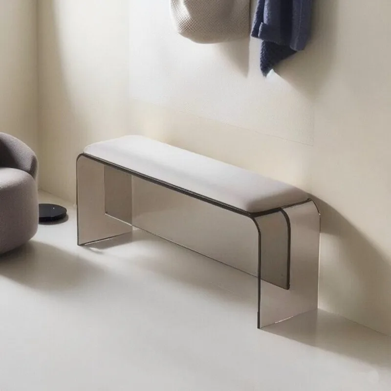 Italian bedroom light luxury villa modern fabric shoe change stool bedside stool modern acrylic bench soft bag default item
