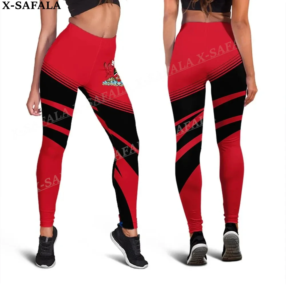 Trinidad and Tobago Coat Of Arms Country Leggings 3D Print Women Yoga Girl Stretch GYM Slim High Waist Legging Summer Sports-1