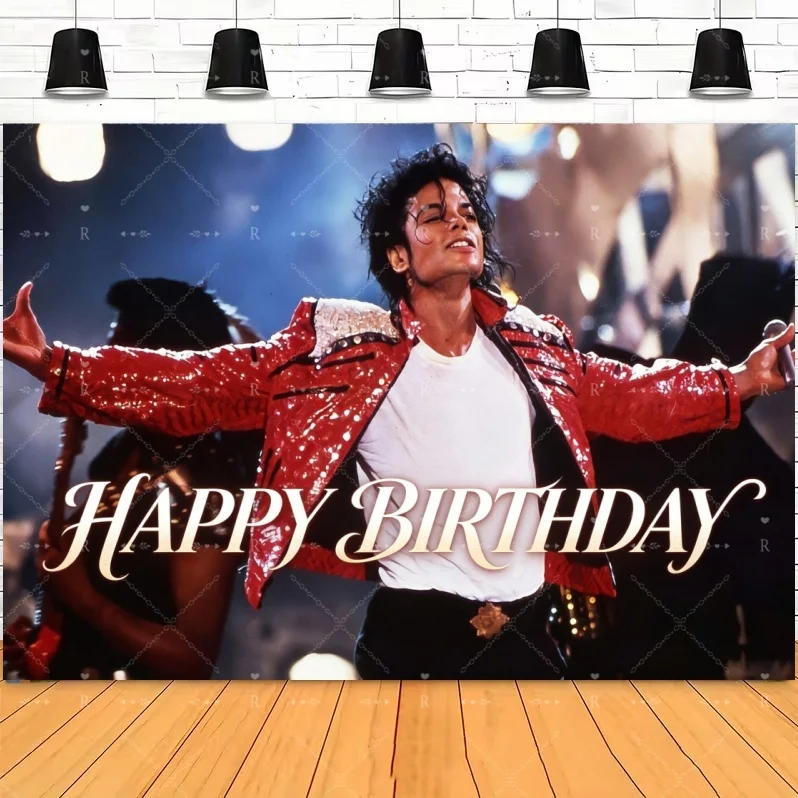 Star Michael Jacksons Geburtstagsparty-Dekorationsset: Hintergrund, Tortenaufsatz, Luftballons, Fotografie-Requisiten und Poster – Detail 1
