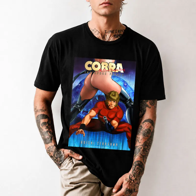 The Black Dragon King 80s Manga Cobra The Space Pirate Psychogun Y2K t shirt Kobura Adventure Anime Graphic Clothes All size top