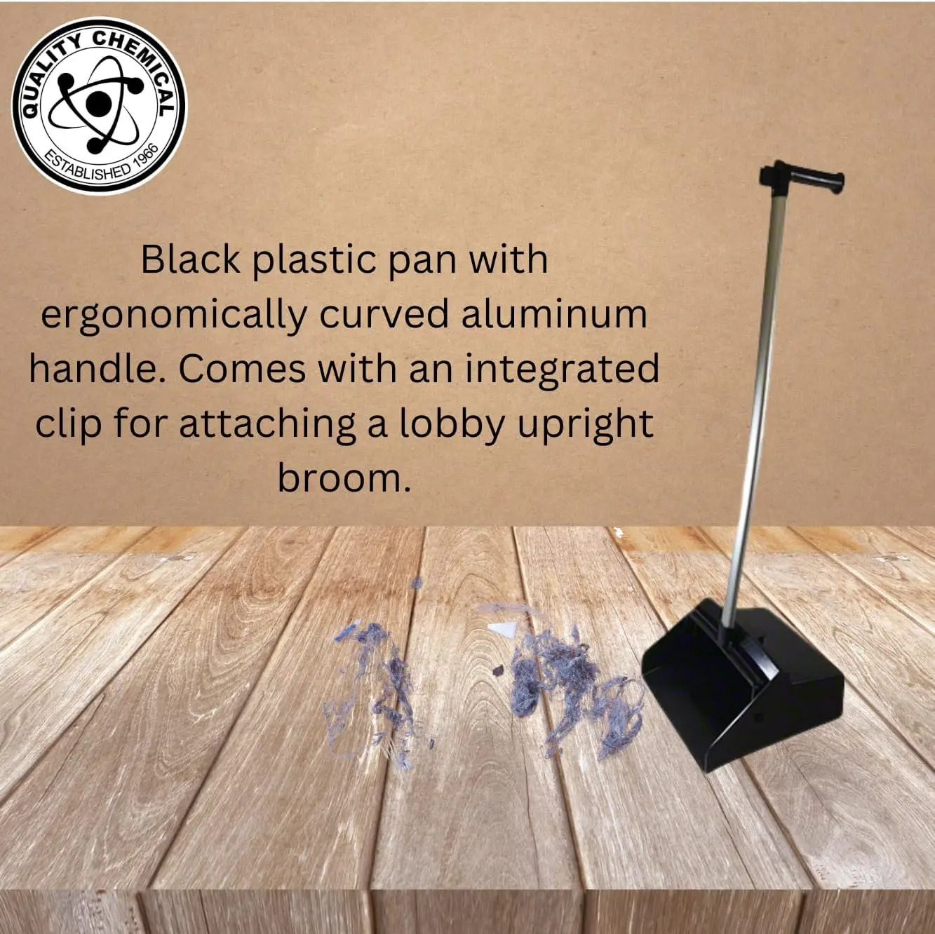 Commercial Lobby Dustpan, Heavy Duty Plastic Upright with Long Handle, Pack of 6, for Restaurants, Garages, Outdoor Use
