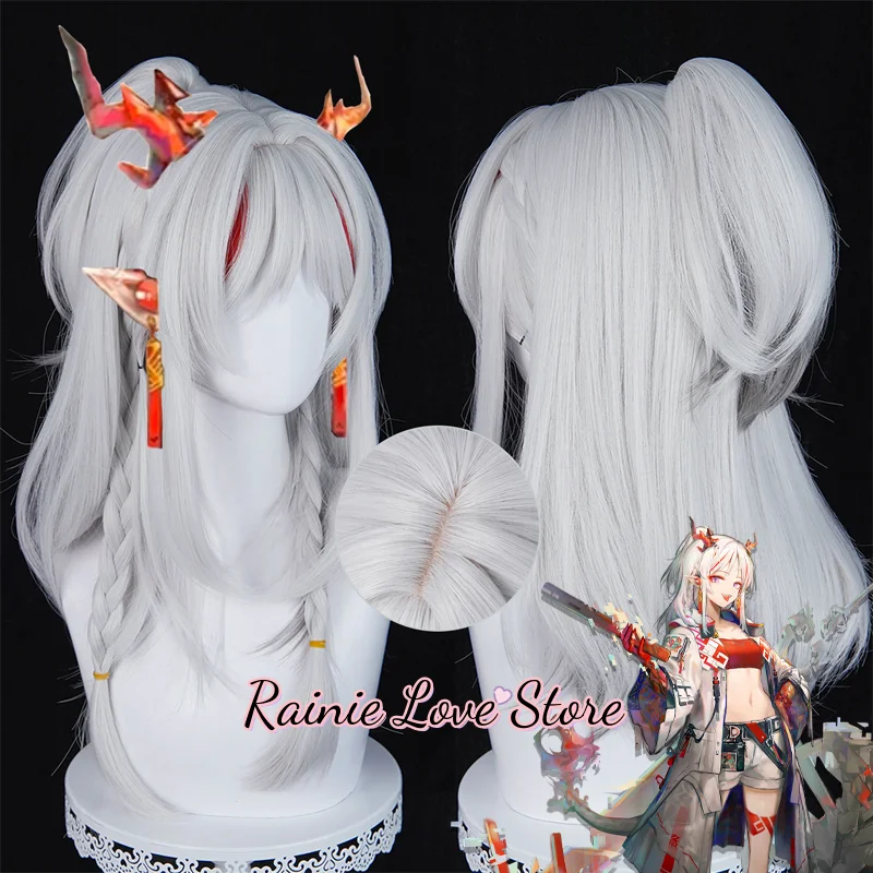 

Game Arknights Nian Cosplay Wig White High Ponytail Wig Nian Role Play For Hallowmas Party Adult Women Men