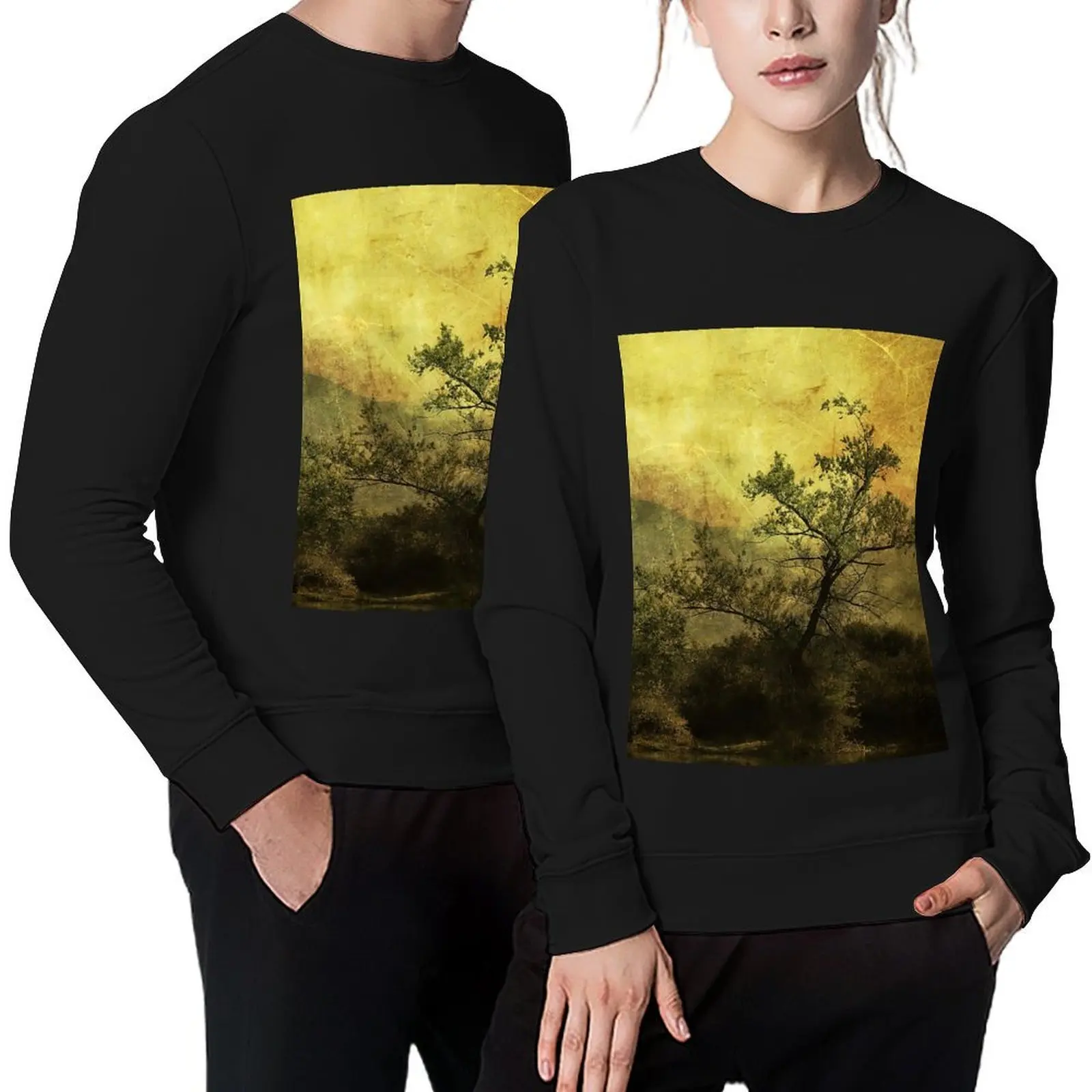 

Riverbank scenic with texture overlay Pullover men's autumn clothes aesthetic clothing men clothes fashion men men's sweatshirts