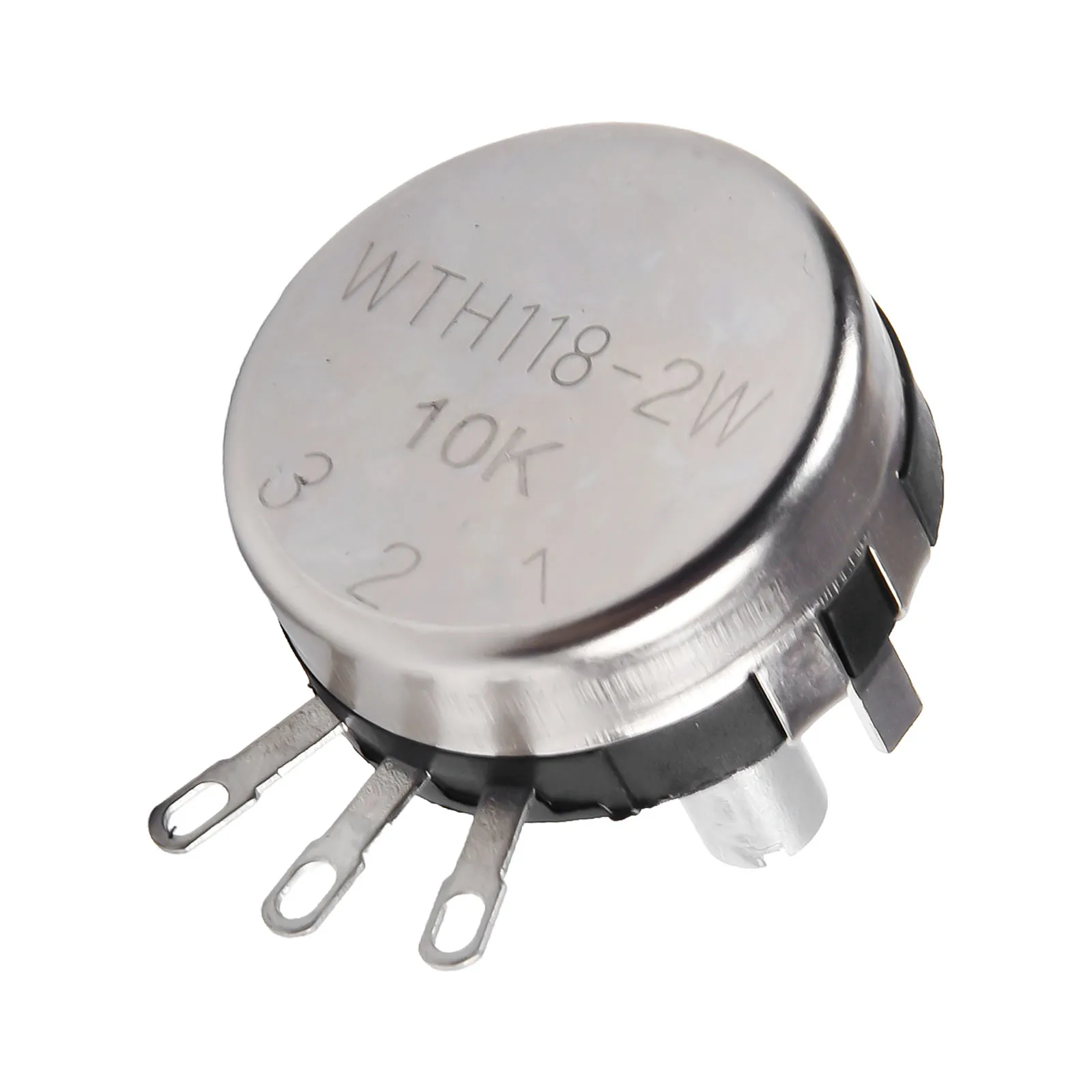 Carbon Rotary Potentiometer WTH118 2W 10K Ohm with 6mm Shaft Diameter and 28mm x 13mm Body Size for Panel Mounting